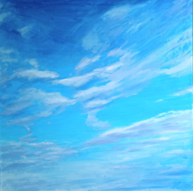 Blue sky with clouds Pittura intitolato "Blue sky with clouds" da Екатерина Завадская, Opera d'arte originale, Olio
