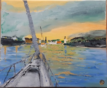 Painting titled "Port de Palais" by E4sound, Original Artwork, Oil