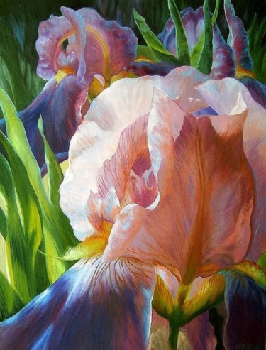 Painting titled "Irises" by Malinka, Original Artwork, Acrylic