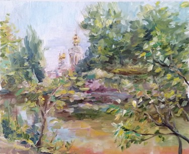 Картина под названием "Вид на храм" - Елизавета Чеча, Подлинное произведение искусства, Масло