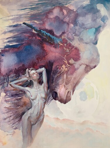 Pittura intitolato "Full moon #2 oil" da Eagle Zac, Opera d'arte originale, Olio