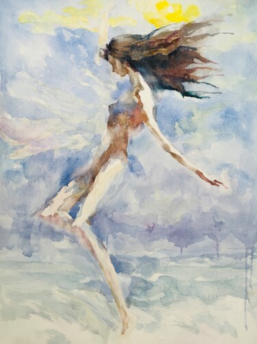 Malerei mit dem Titel "sky door" von Eagle Zac, Original-Kunstwerk, Aquarell