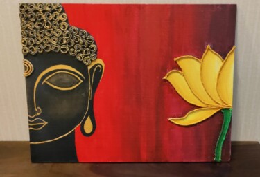 Malerei mit dem Titel "Lotus_Buddha" von Eaka Srivastava, Original-Kunstwerk, Öl