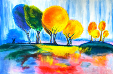 Malerei mit dem Titel "Fantasy Forest" von Eitai Mordechai (EArts), Original-Kunstwerk, Acryl
