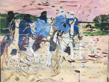 Painting titled "Camel riding" by Zi Sjahsam, Original Artwork, Oil