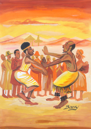 Painting titled "Imbyino Dance 01 Rw…" by Emmanuel Baliyanga, Original Artwork, Oil
