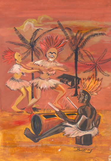 Painting titled "Bikutsi Dance 01 Ca…" by Emmanuel Baliyanga, Original Artwork, Oil