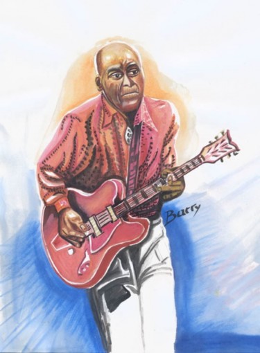 Painting titled "Chuck Berry" by Emmanuel Baliyanga, Original Artwork, Oil