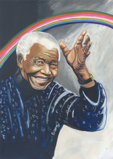 Pintura titulada "Nelson Mandela 02ne…" por Emmanuel Baliyanga, Obra de arte original, Oleo