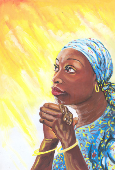 Painting titled "A Mother's Prayer" by Emmanuel Baliyanga, Original Artwork, Oil