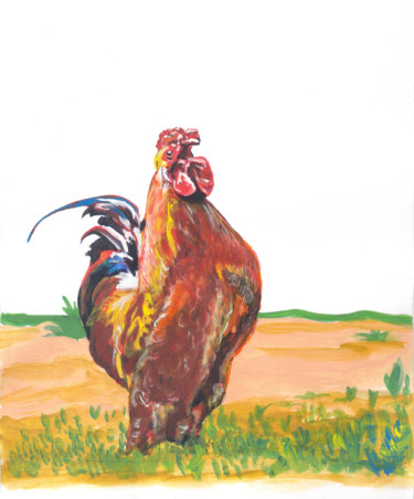Painting titled "The Cock" by Emmanuel Baliyanga, Original Artwork, Oil