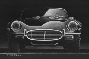 Tekening getiteld "Jaguar type E" door Eric Berthet, Origineel Kunstwerk, Pastel