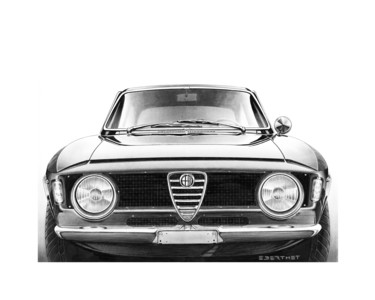 L'Alfa Roméo Giulia GTA Drawing titled "L'Alfa Roméo Giulia…" by Eric Berthet, Original Art, Ink