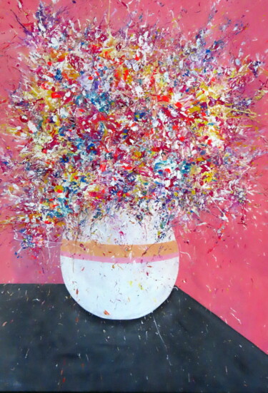 Pintura titulada "Paint her Flowers -…" por Ebedes, Obra de arte original, Acrílico Montado en Bastidor de camilla de madera