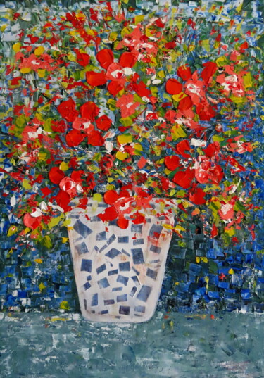 绘画 标题为“Paint Her Flowers -…” 由Ebedes, 原创艺术品, 丙烯 安装在木质担架架上
