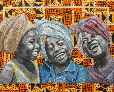 Картина под названием "Friendship" - Ebedmelech Nzume Tsala, Подлинное произведение искусства, Акрил