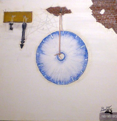 Malerei mit dem Titel "The hanging time" von Belattar, Original-Kunstwerk, Acryl