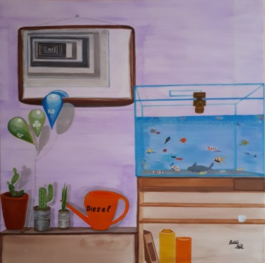 Malerei mit dem Titel "in the waiting room…" von Belattar, Original-Kunstwerk, Acryl