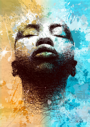 Arts numériques intitulée "Afro Princess Hana…" par Eben Kela, Œuvre d'art originale, Peinture numérique