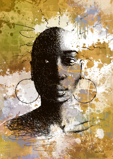 Digitale Kunst mit dem Titel "Afro Princess Awa -…" von Eben Kela, Original-Kunstwerk, 2D digitale Arbeit