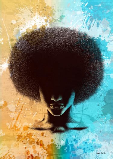 Digitale Kunst mit dem Titel "Afro Queen 2 - Coll…" von Eben Kela, Original-Kunstwerk, Digitale Malerei