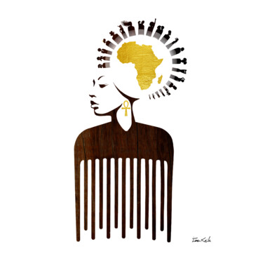 Digital Arts titled "Reine d'Afrik - Col…" by Eben Kela, Original Artwork, Digital Painting