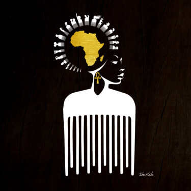 Arts numériques intitulée "Reine d'Afrik 2 - C…" par Eben Kela, Œuvre d'art originale, Peinture numérique