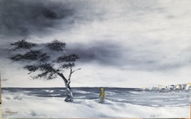 Peinture intitulée "Le promeneur" par Éric Benard, Œuvre d'art originale, Huile Monté sur Châssis en bois