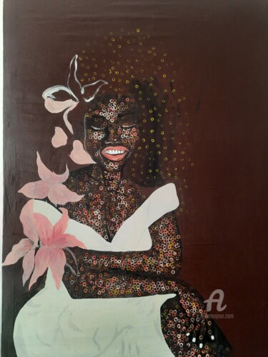 Painting titled "Bloom of a woman" by Ebenezer Kwesi Ofori Appiah, Original Artwork, Acrylic