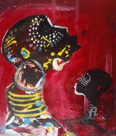 Malerei mit dem Titel "Cave god" von Ebenezer Kwesi Ofori Appiah, Original-Kunstwerk, Acryl