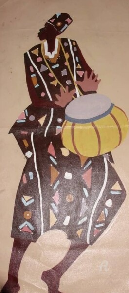 Peinture intitulée "Talking Drum" par Ebenezer Kwesi Ofori Appiah, Œuvre d'art originale, Acrylique