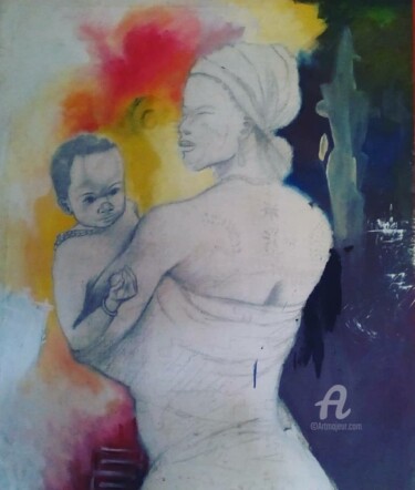 Schilderij getiteld "Bondage" door Ebenezer Kwesi Ofori Appiah, Origineel Kunstwerk, Acryl