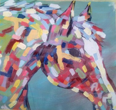 Schilderij getiteld "Ashanti horse" door Ebenezer Kwesi Ofori Appiah, Origineel Kunstwerk, Acryl