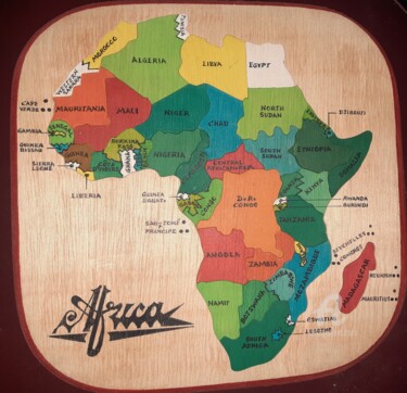 「Do you know Africa…」というタイトルの彫刻 Ebenezer Kwesi Ofori Appiahによって, オリジナルのアートワーク, ウッド