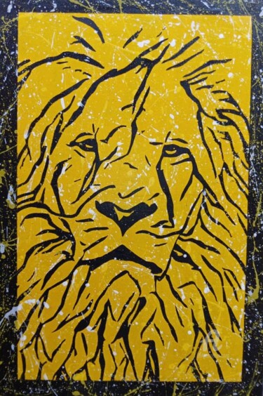 제목이 "Lion King"인 미술작품 Ebenezer Kwesi Ofori Appiah로, 원작, 아크릴