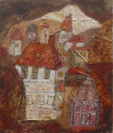 Painting titled "Ville bulgare n°1" by Binetowitch Emmanuelle, Original Artwork
