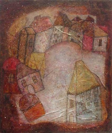 Painting titled "Ville bulgare n°2" by Binetowitch Emmanuelle, Original Artwork