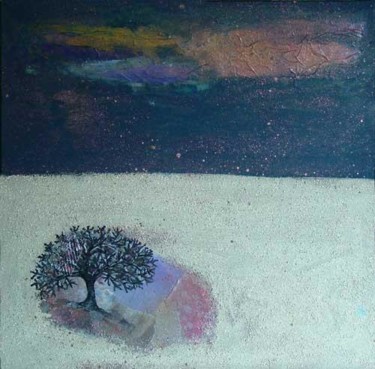 Painting titled "Arbre dans la nuit…" by Binetowitch Emmanuelle, Original Artwork