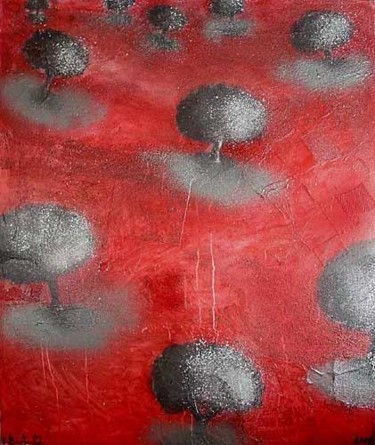 Peinture intitulée "Prairie rouge" par Binetowitch Emmanuelle, Œuvre d'art originale