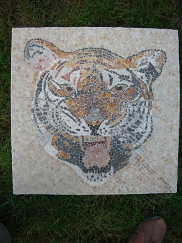 Artisanat intitulée "Tigre rugissant" par Bernard Lougarre, Œuvre d'art originale