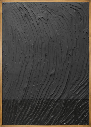 Schilderij getiteld "Black Dunes 2" door Evgeniya Bova, Origineel Kunstwerk, Acryl Gemonteerd op Frame voor houten brancard