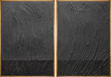 Painting titled "Black Dunes Diptych" by Evgeniya Bova, Original Artwork, Acrylic Mounted on Wood Stretcher frame