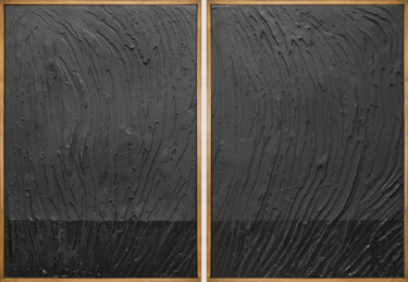 Black Dunes Diptych Pintura intitulada "Black Dunes Diptych" por Evgeniya Bova, Obras de arte originais, Acrílico Montado em Maca de lona