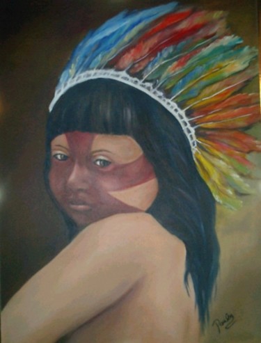 Pintura intitulada "indiozinho" por Paula, Obras de arte originais