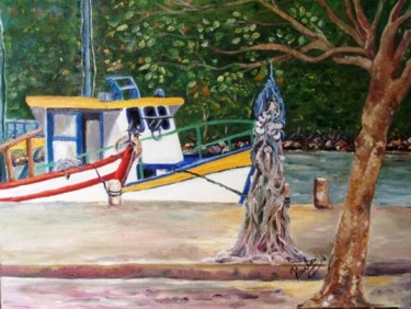 Pintura intitulada "barcos" por Paula, Obras de arte originais