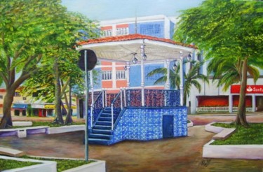 Pintura intitulada "Coreto  da Praça -…" por Paula, Obras de arte originais