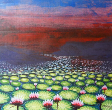 Painting titled "lotus" by Ebrar Ahamad, Original Artwork, Acrylic