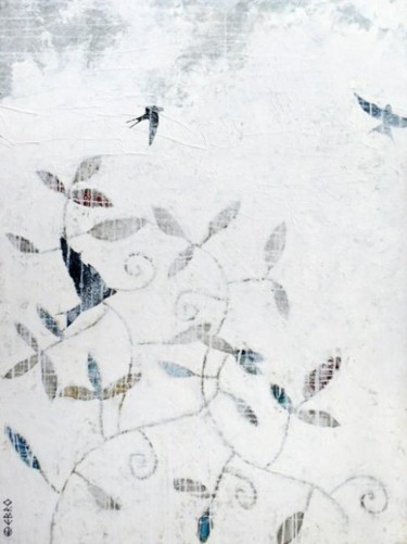 Peinture intitulée "Trois hirondelles /…" par Ebro, Œuvre d'art originale