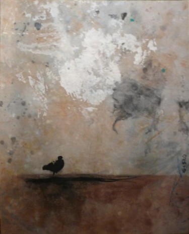 Peinture intitulée "Temps ocre / vendu" par Ebro, Œuvre d'art originale
