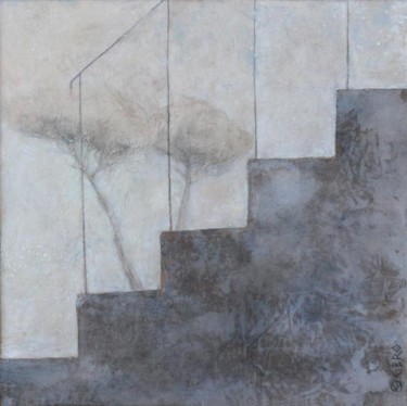 Peinture intitulée "Escalier aux pins" par Ebro, Œuvre d'art originale